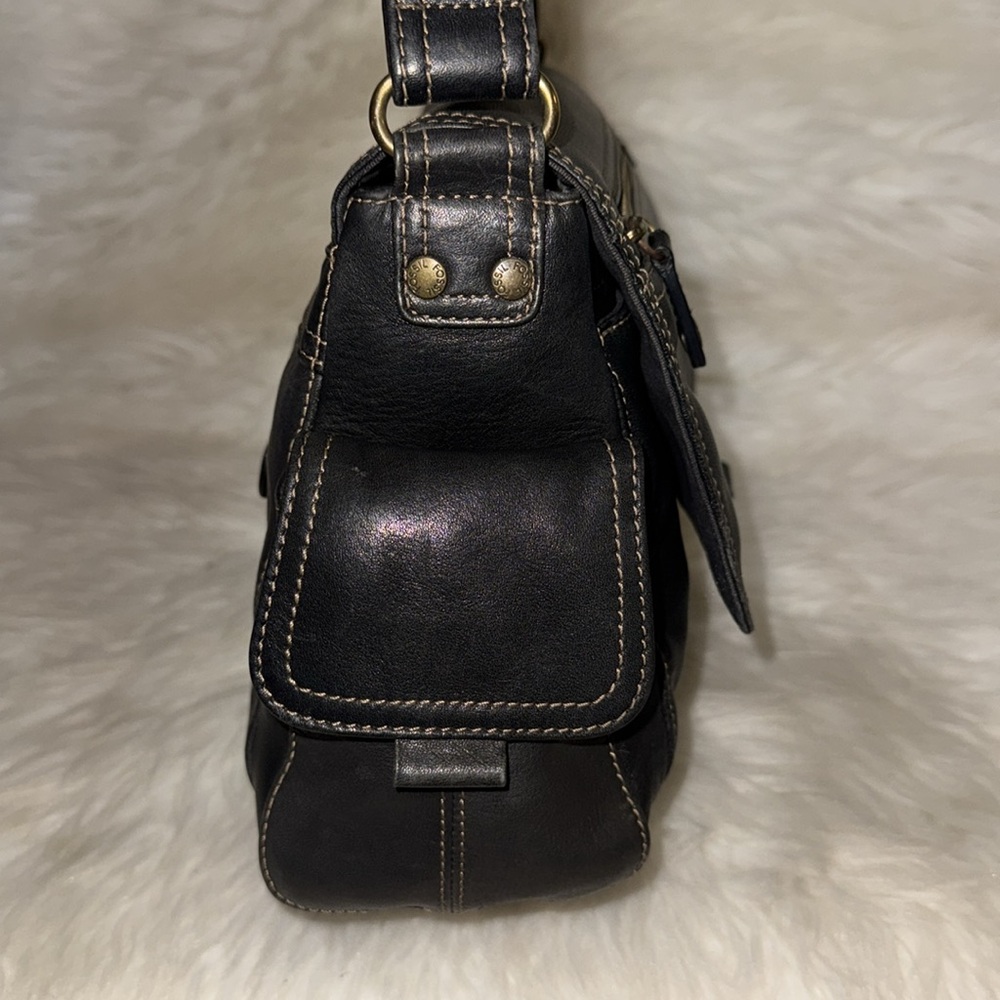 Fossil Black Leather Messenger Shoulder Bag - Picture 5 of 16
